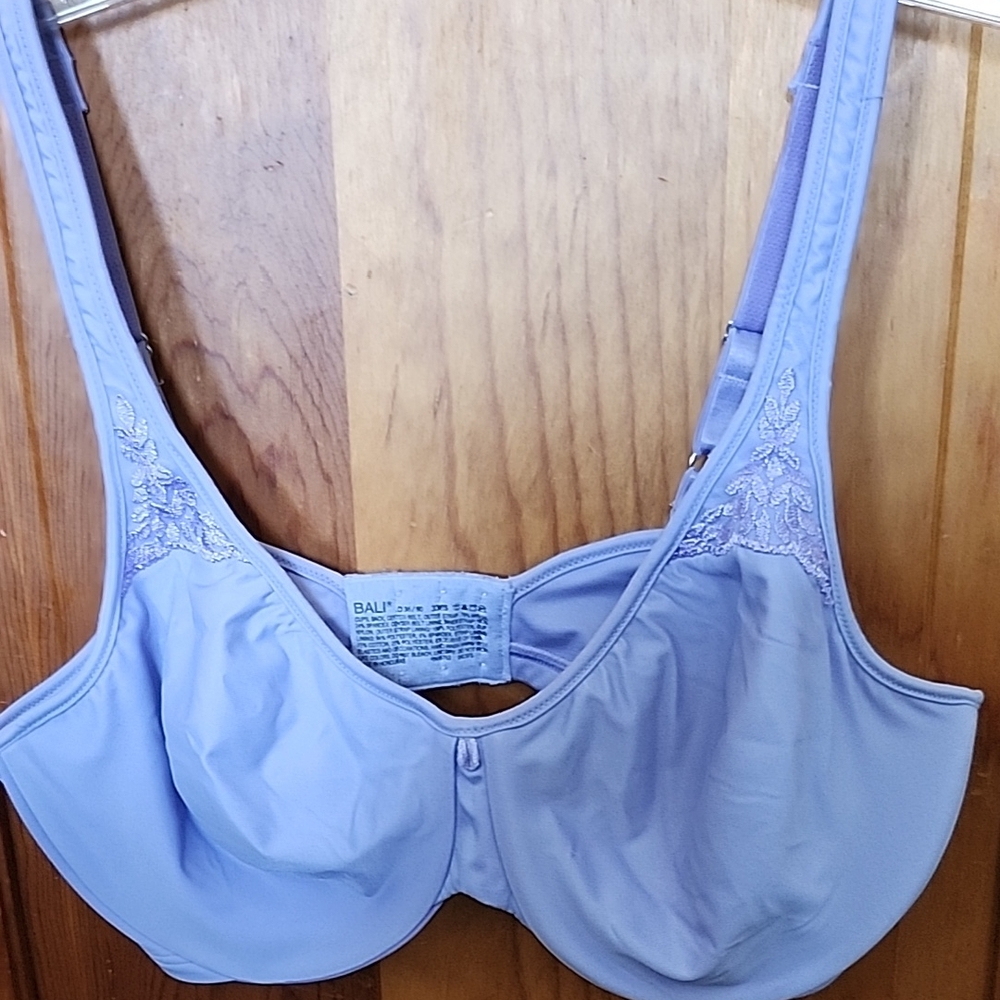 Bali Light Lavender Underwire Bra with Embroidered Straps